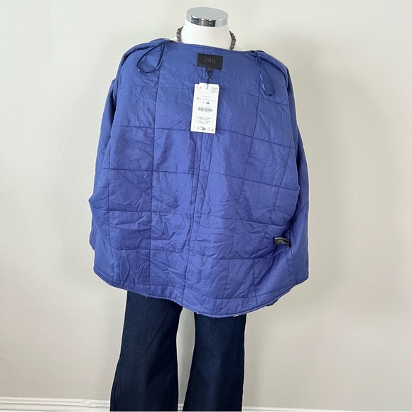 NWT Zara Beaded Denim-Effect Quilted Kimono Jacket Blue Boho Women’s Size M/L - Picture 10 of 11
